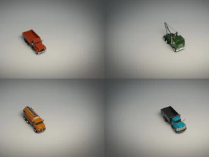 low poly truck pack 02 3D Model