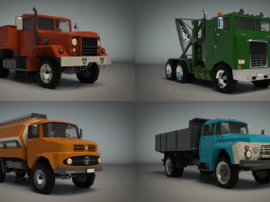 low poly truck pack 02 3D Model