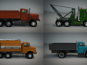 low poly truck pack 02 Modelo 3D