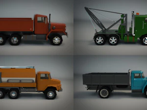 low poly truck pack 02 3D Model