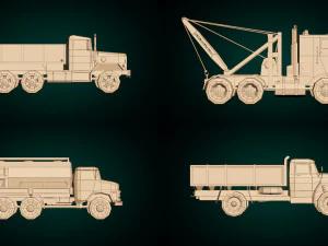 low poly truck pack 02 3D Model