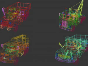 low poly truck pack 02 3D Model