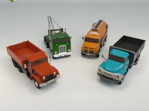 low poly truck pack 02 3D Модель
