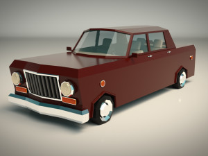 low poly sedan car 08 Model 3D
