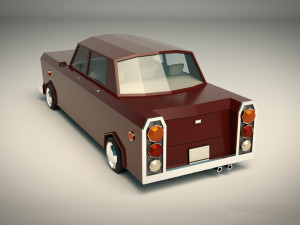 low poly sedan car 08 Model 3D