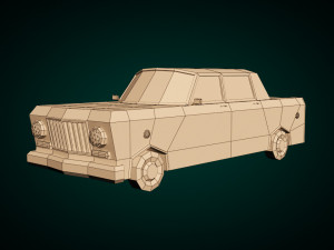 low poly sedan car 08 Model 3D