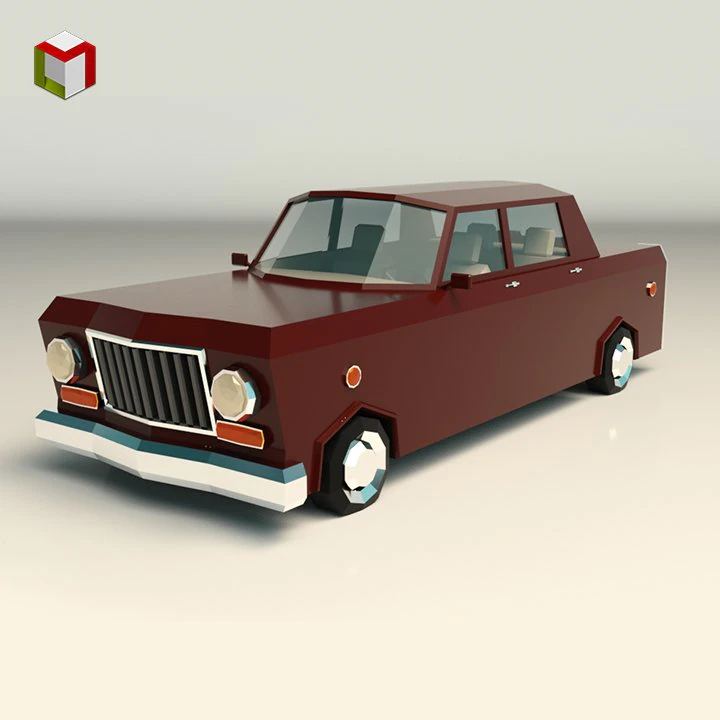 low poly sedan car 08 3D Model .c4d .max .obj .3ds .fbx .stl .blend 