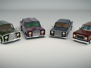 low poly sedan car pack 02 3D मॉडल