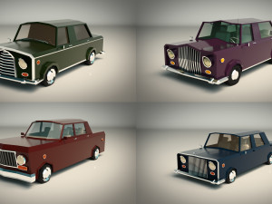 low poly sedan car pack 02 3D मॉडल