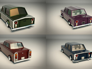 low poly sedan car pack 02 3D मॉडल