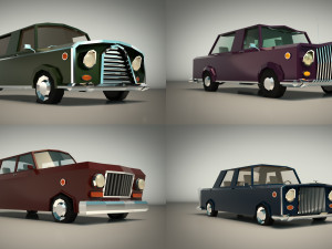 low poly sedan car pack 02 3D मॉडल