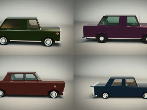 Pacchetto auto berlina low poly 02 Modello 3D