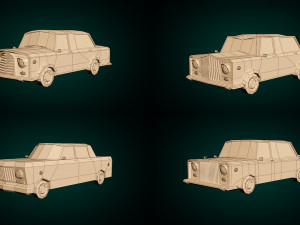 low poly sedan car pack 02 3D मॉडल