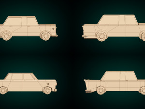 low poly sedan car pack 02 3D मॉडल