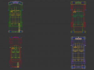 low poly sedan car pack 02 3D मॉडल