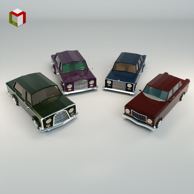 low poly sedan car pack 02 3D मॉडल .c4d .max .obj .3ds .fbx .stl .blend 