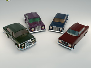 low poly sedan car pack 02 3D 모델