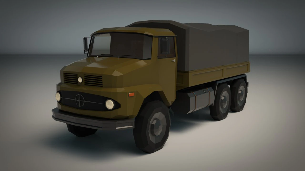 camion militare low poly 03 Modello 3D .c4d .max .obj .3ds .fbx .stl .blend
