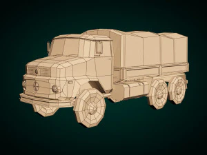 camion militare low poly 03 Modello 3D