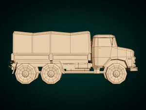 camion militare low poly 03 Modello 3D