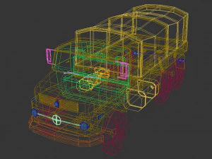 camion militare low poly 03 Modello 3D