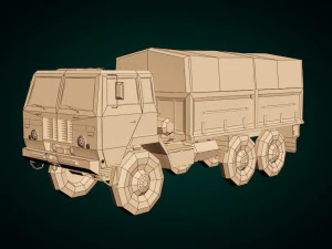 caminh&atilde;o militar low poly 04 Modelo 3D