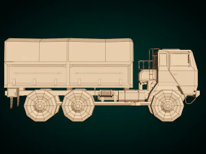 caminh&atilde;o militar low poly 04 Modelo 3D
