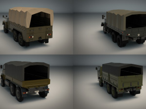 low poly military truck pack 01 Model 3D