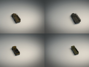 low poly military truck pack 01 Model 3D