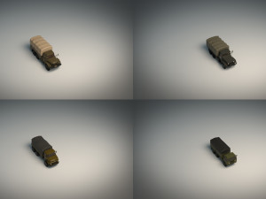 low poly military truck pack 01 Model 3D