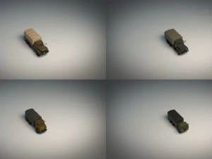low poly military truck pack 01 3D Model