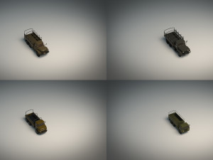 low poly military truck pack 01 Model 3D