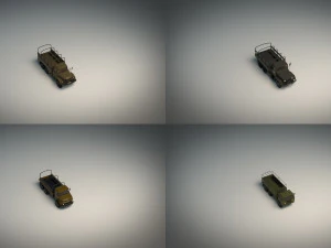 low poly military truck pack 01 3D Model