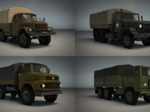 low poly military truck pack 01 3D Model