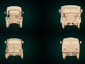 low poly military truck pack 01 Model 3D