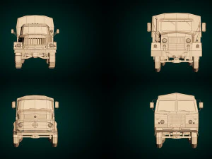 low poly military truck pack 01 3D Model