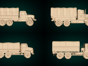 low poly military truck pack 01 Model 3D