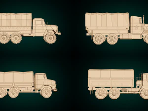 low poly military truck pack 01 3D Model