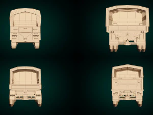 low poly military truck pack 01 3D Model