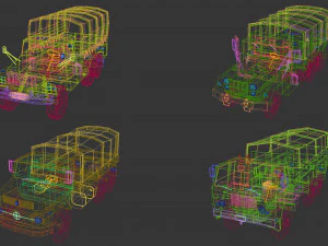 low poly military truck pack 01 3D Model