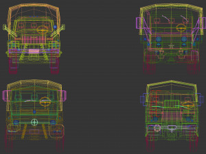 low poly military truck pack 01 Model 3D