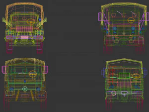 low poly military truck pack 01 3D Model