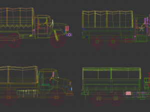 low poly military truck pack 01 Model 3D