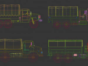 low poly military truck pack 01 3D Model