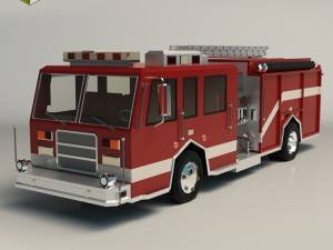 low poly fire truck 04 3D Model