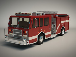 low poly fire truck 04 Model 3D