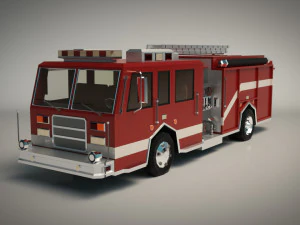 low poly fire truck 04 3D Model
