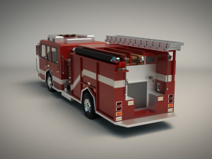 low poly fire truck 04 Model 3D