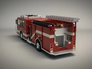 low poly fire truck 04 3D Model