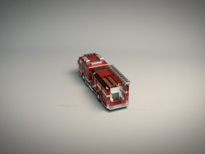 low poly fire truck 04 Model 3D
